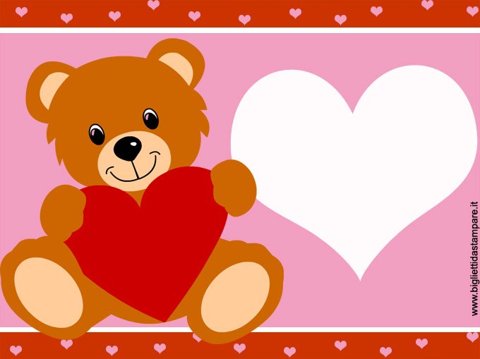 cartolina san valentino orsetto